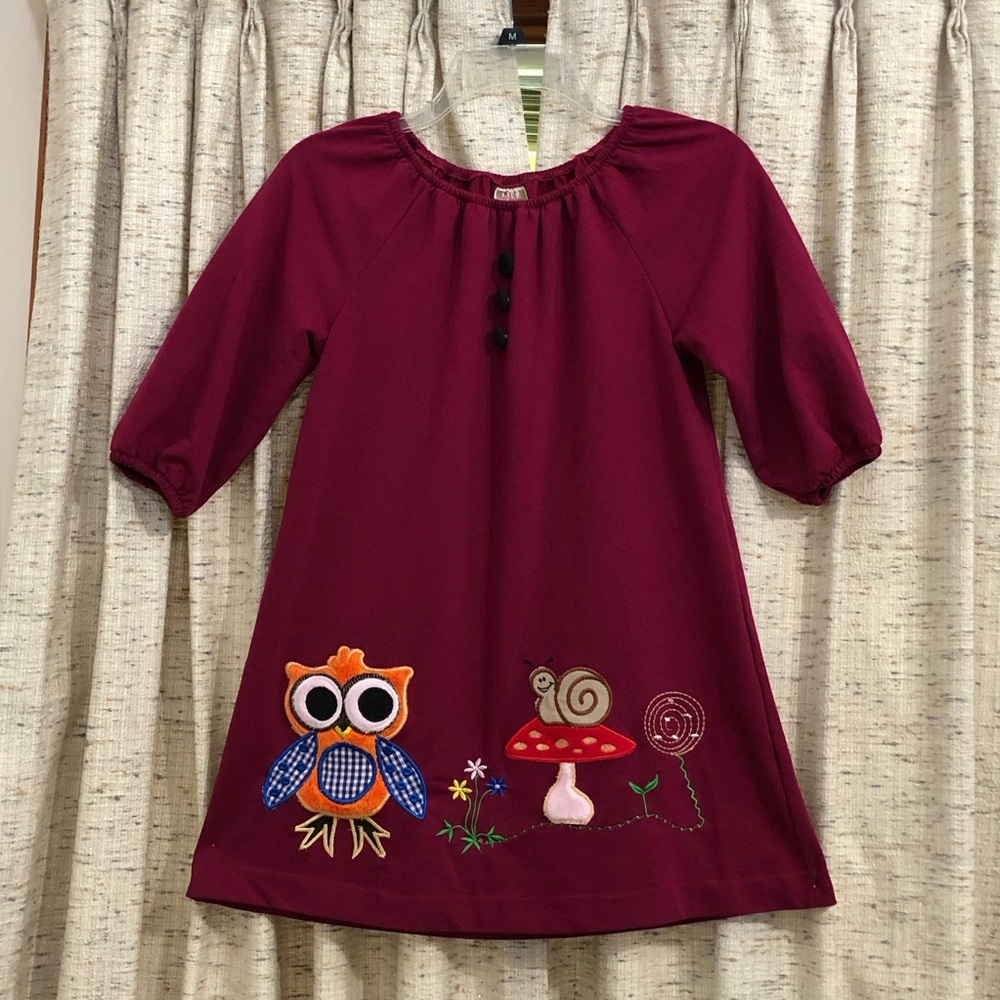 LELE Vintage Owl Applique Dress